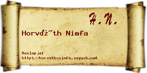 Horváth Nimfa névjegykártya